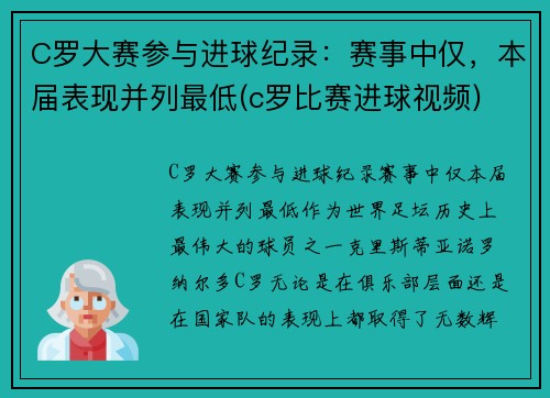 C罗大赛参与进球纪录：赛事中仅，本届表现并列最低(c罗比赛进球视频)